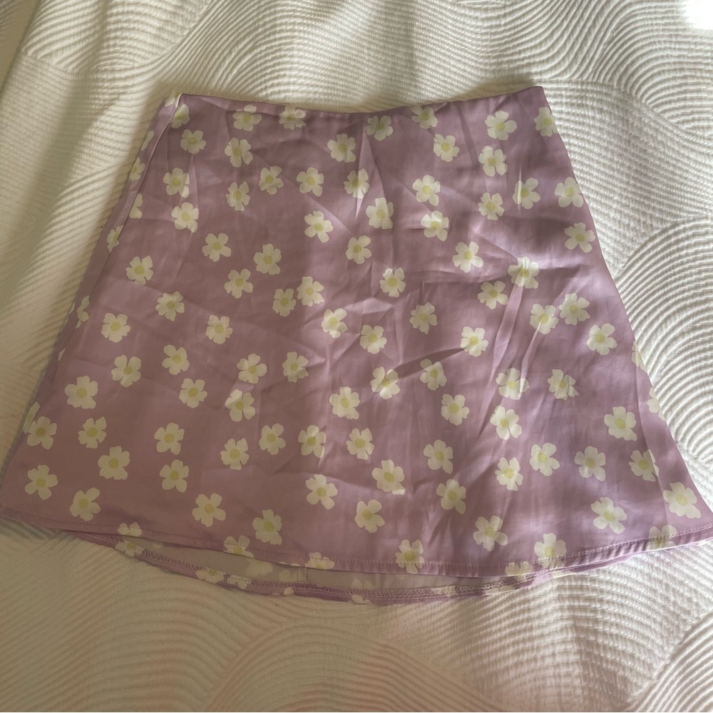 Princess Polly Floral Purple Satin Mini Skirt